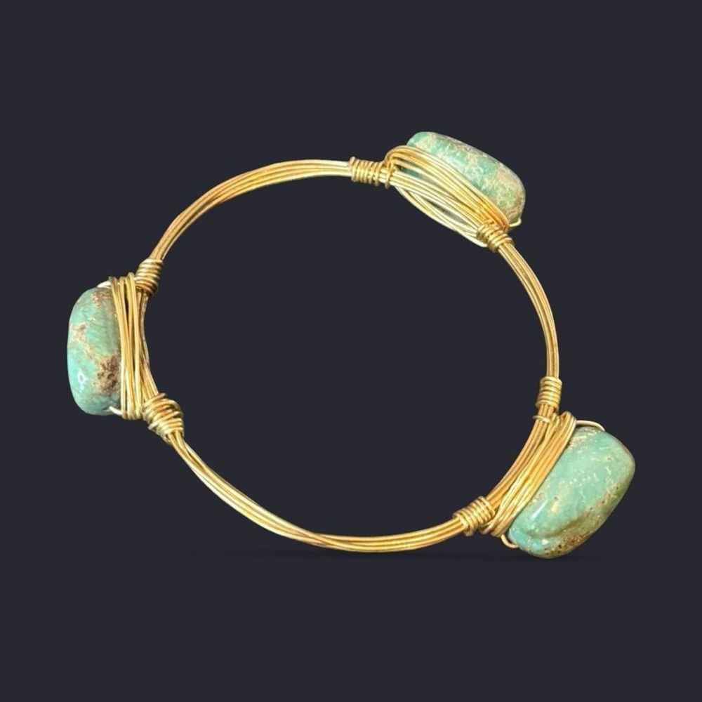 Gold and Stone Wire Wrapped Bracelet